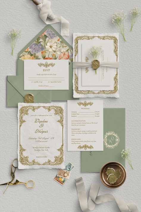 A Timeless Elegance: Baroque Wedding Invitations Designed with Love, Just Like Yours At BlocksDesignCo, we believe wedding invitations deserve the same care and attention to detail as your love itself.  That's why we offer a semi-custom baroque wedding invitation suite designed to perfectly capture the essence of your special day. Set the tone for your wedding: Announce your special day in a way that reflects the romance and sophistication of the Regency era. Uniquely Yours: Semi-customizable op Regency Era Wedding, Royal Wedding Theme, Royal Wedding Themes, Baroque Wedding, Wedding Crest, Gold Baroque, Baroque Design, Elegant Aesthetic, Regency Era