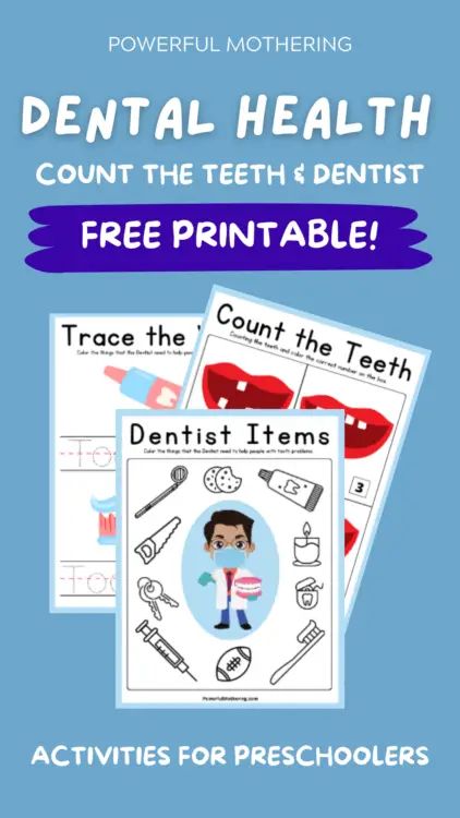 Free Teeth Printables, Dental Projects For Kids, Dentist Worksheets For Preschool, Dentist Preschool Activities, Healthy Teeth Activities, Preschool Dental Health, Dentist Career, Dental Health Preschool, Dental Health Activities