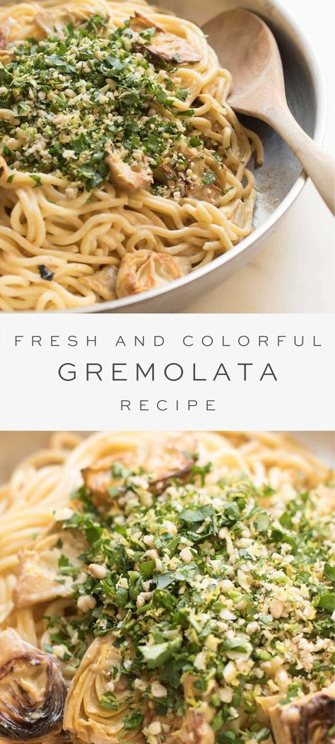 Lemon Gremolata, Pasta Fish, Gremolata Recipe, Fish Pasta, Parsley Recipes, Pasta Vegetables, Dairy Free Pasta, Julie Blanner, Spice Mix Recipes