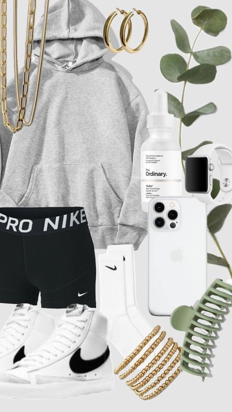 Pro Nike Outfit, Nike Pro School Outfit, How To Style Nike Pros Shorts, Outfit Ideas Nike Pro Shorts, Nike Pro Shorts Outfit Fashion, Nike Pro Shorts Outfit Casual, Nike Pro Under Sweatpants Outfit, Nike Pro Outfit Ideas, How To Style Nike Pro Shorts