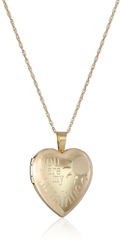 14k Yellow Gold-Filled 'You Are My Sunshine' Locket Necklace -- You can get additional details at the image link. Sunshine Heart, Heart Locket Necklace, Special Jewelry, My Sunshine, Necklace Online, Heart Locket, You Are My Sunshine, Silver Pieces, Sterling Silver Heart