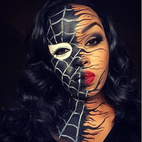 Spider Man Makeup, Venom Makeup, Spider Man Face Paint, Spiderman Makeup, Zombie Prom, Makeup Scary, Amazing Halloween Makeup, Halloween Makeup Scary, Male Makeup