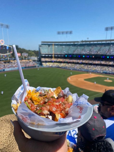 Dodgers game recognizing the Jackie Robinson along with the 60 year dodgers. The dodge Rita was delicious along with the dodger asada fries. The beautiful green field and beautiful blue sky. The Blur effect adds a really beautiful touch La Dodgers Stadium, Man City Stadium, Hot Dog Sides, Stadium Food, 2024 Manifestations, Dodger Game, Baseball Stuff, Quick Snack, Dodger Stadium