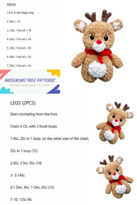 Christmas Baby Deer Amigurumi Free Pattern – Amigurumi Pattern Deer Amigurumi Free Pattern, Free Crochet Christmas Patterns, Deer Amigurumi, Crochet Christmas Patterns, Crochet Baby Doll, Fancy Crochet, Christmas Crochet Patterns Free, Crochet Deer, Crochet Xmas