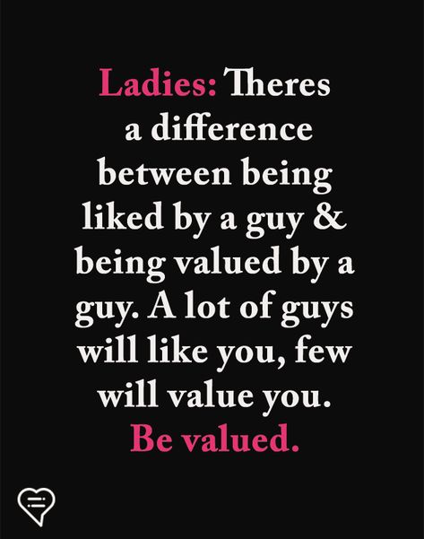 Ladies Theres a difference between being liked by a guy & being valued by a guy. A lot of guys will like you, few will value you. Be valued.  . . . . #relationship #quote #love #couple #quotes Like And Love Difference Between, Side Guy Quotes, My Guy Quotes, Low Value Men Quotes, Players Quotes Guys Who Are, Quotes About Being Used By A Guy, Being Played By A Guy Quotes, Being Used By A Guy, Difference Between Like And Love