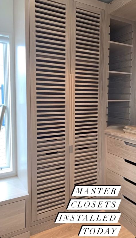 Laundry Louvre Doors, Louvre Wardrobe Doors, Louvre Wardrobe Doors Bedrooms, Louvre Bedroom Cupboards, Ceiling Mounted Louvered Doors, Grey Bathroom, Linen Cupboard, Hanging Cabinet, Wardrobe Drawers