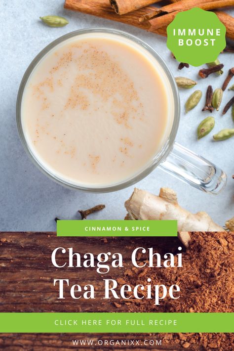 Hey friend, take a breath and cleanse your body this winter with the immune boosting support of this Chaga Chai Tea Recipe.  #Chaga #Chai #TeaRecipes #Tea #ImmuneBoost #Healthy #Health #Recipes Chaga Chai Recipe, Chai Tea Recipe, Chaga Mushroom, Healing Tea, Chai Recipe, Natural Drinks, Cinnamon Spice, Ginger And Honey, Chai Tea