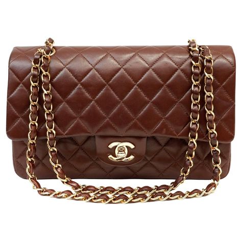 Brown Chanel, Chanel Flap Bag, Burgundy Wine, Pretty Bags, Brown Bags, Cute Bags, Classic Flap, Vintage Chanel, Flap Bag