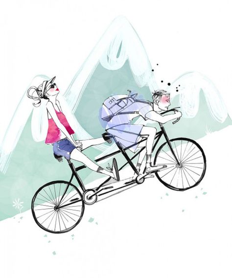 Cycling #tandem #bicycle #mountain #sporty #sports #illustration #stroller #stroller #sketch Tandem Bicycle Illustration, Tandem Bike Drawing, Tandem Bike Illustration, Riding Bike Illustration, Bicycle Drawing, Sports Illustration, Bicycle Illustration, Tandem Bicycle, Bicycle Mountain