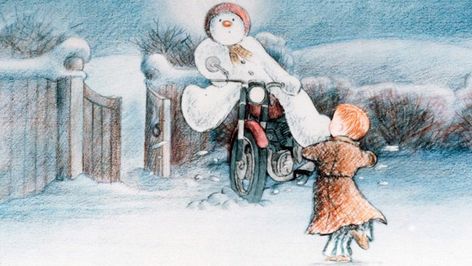 Raymond Briggs Illustration, Living Room Illustration, Snowman And The Snowdog, Raymond Briggs, Wordless Picture Books, Snowman Art, Room Illustration, Christmas Tv, Image Halloween