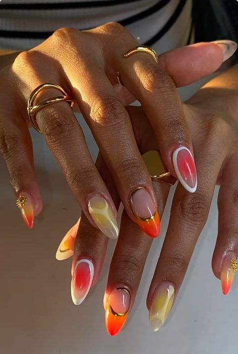 Hawaii Inspired Nails, Nail Poses, Nails And Rings, Hawaii Nails, Nail Design Glitter, Aura Nails, Nail Business, Nagellack Trends, Airbrush Nails