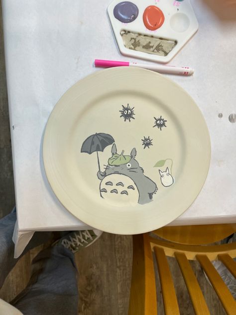 My Neighbor Totoro Pottery Painting, Studio Ghibli Pottery Ideas, Pottery Painting Ideas Totoro, Color Me Mine Studio Ghibli, Retro Pottery Painting Ideas, Koi Pottery Painting, As You Wish Pottery Painting Ideas, Adventure Time Pottery Painting, Anime Pottery Ideas