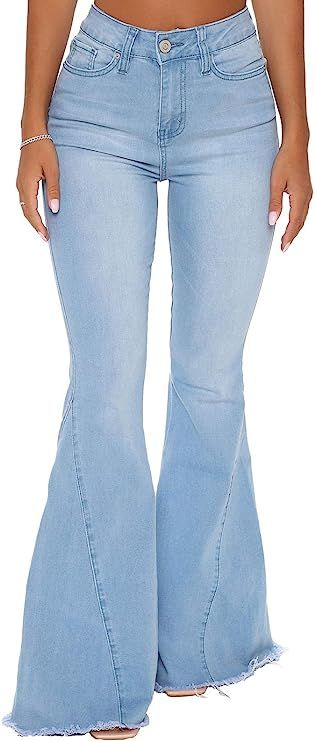 YouSexy Women's Flare Bell Bottom Jeans Destroyed Flare Denim Pants 70s Outfits for Women at Amazon Women's Jeans store Fall Aesthetic School, Women's 70s Outfits, Buisness Casual Women Outfits Chic, Buisness Casual Women, Long Denim Pants, Ideas De Outfits, Womens Flare Jeans, Womens Ripped Jeans, Jeans Destroyed