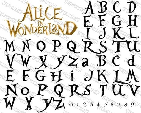 Alice in Wonderland Font Alice in Wonderland Svg Alice Font - Etsy Australia Tim Burton Font, Alice In Wonderland Font, Alice In Wonderland Svg, Alphabet Calligraphy, Hand Lettering Alphabet Fonts, Lettering Styles Alphabet, Cricut Monogram, Hand Lettering Art, Hand Lettering Alphabet