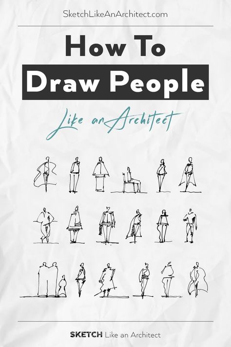 Quickly sketching human figures is an essential skill for any architect or hobby sketcher in order to make sketched spaces more understandable and relatable. Here are 3 reasons Why integrating human figures in architectural sketches & drawings is important. Click through to watch a video and download a free worksheet for your practicing. #drawingperspective #Sketchlikeanarchitect #drawingtips #sketchingtips #howtodraw #howtosketch #architectured Architectural Entourage, Drawing Person, Composition Rules, Person Sketch, How To Draw People, Doodle People, Human Sketch, Perspective Sketch, Human Figure Sketches