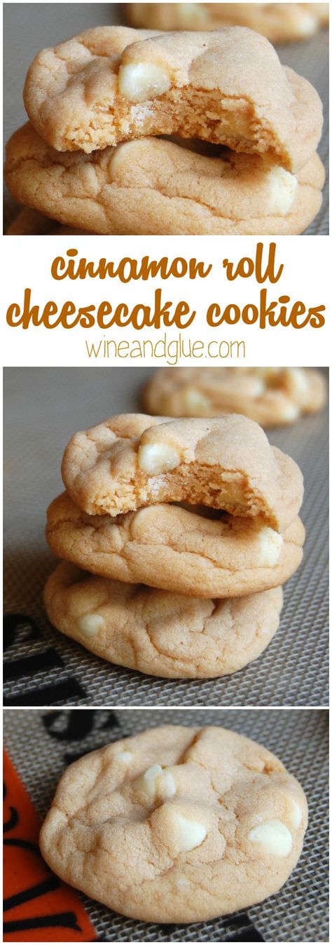 Cinnamon Roll Cheesecake Cookies that taste like they came from a bakery, but they have only a few ingredients and come together super easily!: Roll Cheesecake, Cinnamon Roll Cheesecake, Cheesecake Oreo, Cheesecake Cookies, Keto Cheesecake, Yummy Sweets, Tea Cakes, Cinnamon Roll, Eat Dessert