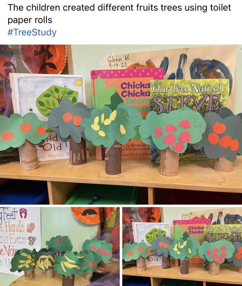 Tree Unit Preschool Activities, Food From Trees Preschool Activities, Tree Study Dramatic Play Area, Dramatic Play Tree Study, Creative Curriculum Tree Study Activities, Food That Grows On Trees Preschool, Trees Unit Creative Curriculum, Trees Creative Curriculum Ideas, Animals That Live In Trees Preschool