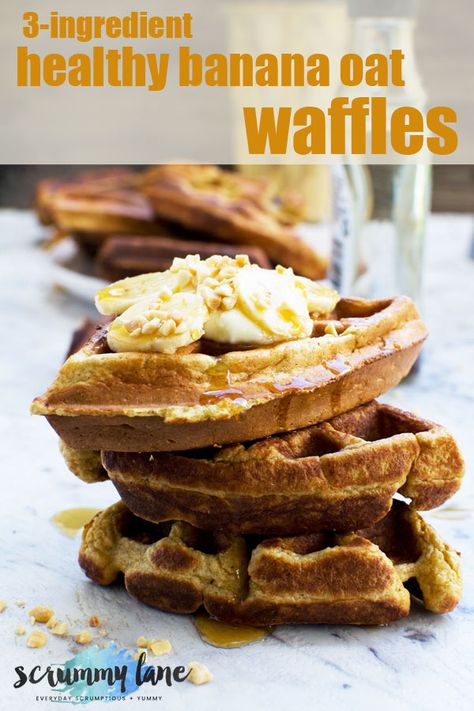 Life-changing breakfast waffles? Seriously? Yep! These healthy banana bread breakfast waffles are made with just 3 ingredients: bananas, oats, eggs. On the table in just 10 minutes. #bananas #ripebananas #waffles #breakfast #oats #scrummylane #healthybreakfast #bananabread Banana Bread Breakfast, Oatmeal Waffles, Waffles Breakfast, Breakfast Oats, Banana Waffles, Healthy Waffles, Waffle Maker Recipes, Medicine Tips, Bread Breakfast