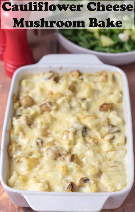 Cauliflower cheese mushroom bake is an easy to make 30-minute vegetarian family dish. It's perfect for busy weeknights and also great as a side. #neilshealthymeals #cauliflowercheesemushroombake #cauliflowercheesebake #mushroombake Cauliflower Cheese Bake, Mushroom Pasta Bake, Cauliflower Mushroom, Mushroom Casserole, Low Fat Dinner, Family Dishes, Quick Healthy Dinner, Cauliflower Casserole, Cauliflower Cheese