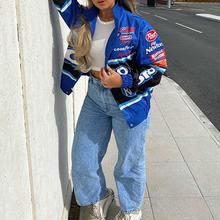 Blue Vintage Oversized Racing Jacket – Shop Classyic Jackets Streetwear, Trendy Outfit Inspo, Nascar Jacket, Trendy Outfits Winter, Printed Jacket, Retro Jacket, Trendy Streetwear, Blue Coat, Racing Jacket