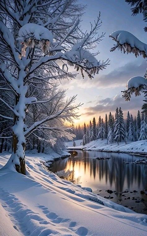 Winter Images Nature, Fall Pictures Nature, Winter Scenes Wonderland, Winter Wonderland Wallpaper, Winter Landscape Photography, Beautiful Winter Scenes, Moonlight Photography, Waterfall Pictures, Beautiful Scenery Pictures