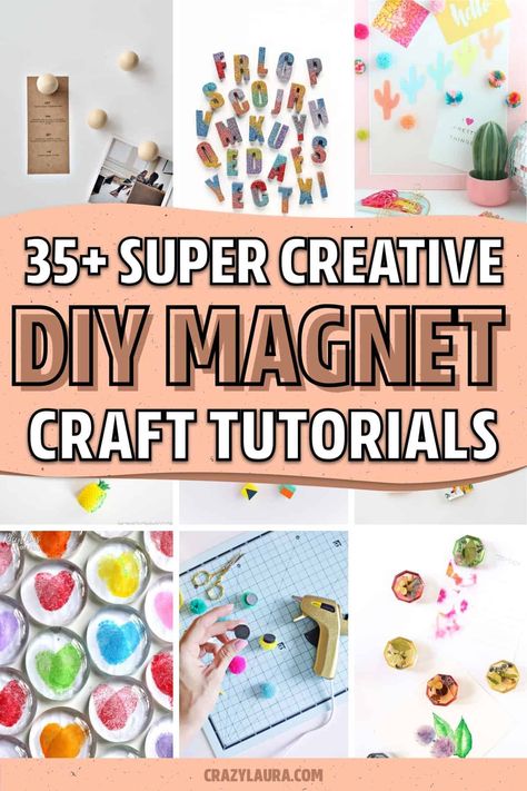 Whether you want to save some money by making your own magnets at home or you want a creative craft activity to do with the kids, these super fun DIY magnet ideas and tutorials will give you some inspiration to start crafting! Magnet Crafts Diy, Diy Magnets For Kids, Diy Magnets Fridge, Magnet Diy, Senior Crafts, Crazy Laura, Magnet Ideas, Marbles Crafts, Coastal Crafts