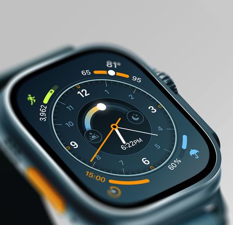 Apple watch Ultra face concept by Offriginal for Orizon: UI/UX Design Agency on Dribbble Apple Watch Faces Ideas, Best Apple Watch Faces, Apple Watch Face Ideas, Watch Face Ideas, Cool Widgets, Digital Watch Face, Apple Watch Face, Ios Ui, Face Ideas