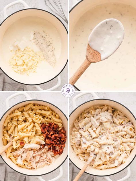 Easy Chicken Bacon Ranch Pasta, Creamy Ranch Pasta, Chicken Bacon Ranch Bake, Shredded Rotisserie Chicken, Bacon Ranch Pasta, Cheap Meal Plans, Chicken Bacon Pasta, Chicken Ranch Pasta, Main Salad