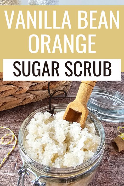 A luxurious and exfoliating sugar scrub that will leave your skin feeling soft, smooth, and smelling like a vanilla dream. Made with all-natural ingredients, this scrub is gentle enough for everyday use and is perfect for all skin types. Check out our Vanilla Bean Sugar Scrub DIY Recipe Diy Sugar Scrub Recipe Easy, Fall Sugar Scrub Recipes, Sugar Scrub Recipe Christmas, Diy Fall Sugar Scrub Recipe, Homemade Bath Scrub, Sugar Cookie Body Scrub, Sugar Scrubs With Essential Oils, Orange Sugar Scrub, Vanilla Sugar Scrub