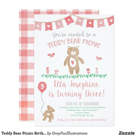 Teddy Bear Picnic Birthday Party Invitation Picnic Party Invitations, Bear Picnic Birthday Party, Teddy Bear Picnic Birthday Party, Bear Baby Shower Invitations, Teddy Bear Birthday Party, Picnic Invitations, Teddy Bear Baby Shower Invitations, Picnic Birthday Party, Baby Predictions