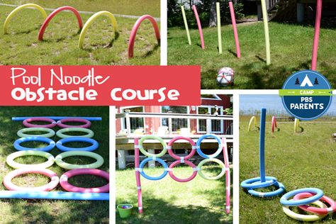 Parents are always looking for ways to keep their kids happy and entertained during the summer. This easily customizable pool noodle obstacle course is perfect for a kid’s play date, party or a fam... Obstacle Course With Pool Noodles, Fitness Obstacle Course, Pool Obstacle Course Ideas, Pool Noodle Obstacle Course Ideas, Home Obstacle Course, Kids Obstacle Course Ideas, Noodle Obstacle Course, Pool Noodle Obstacle Course, Noodle Games