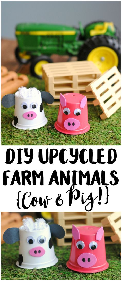 Get your preschooler or even older kids excited about a trip to the farm, apple orchard, or pumpkin patch this fall by making these easy DIY upcycled K-Cup Farm Animals! Use recycled coffee pods and a few other supplies to make these adorable cow and pig animals, perfect for pretend play! Recycle Coffee Pods, K Cup Crafts, Cow Craft, Farm Animal Crafts, Farm Animals Theme, Animal Craft, Farm Activities, Farm Crafts, Aba Therapy