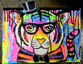 Tiger Paintings, 3rd Grade Art Lesson, Neon Tiger, Art Education Projects, Smart Class, Calendar Art, Animal Art Projects, 2nd Grade Art, 4th Grade Art