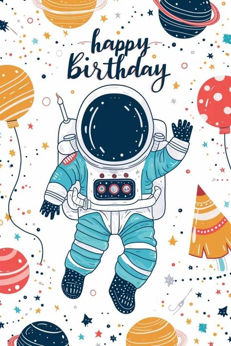 Free Birthday Astronaut Cartoon Character Birthday Astronaut, Astronaut Cartoon, Kids Cartoon Characters, Wrapping Paper Design, Birthday Party Celebration, Free Birthday, Greeting Card Template, Jpg Images, Happy Birthday Images