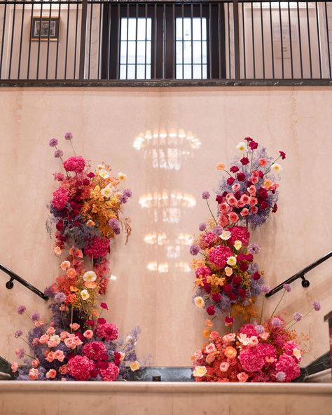 wedding ceremony flowers florals arch colorful Ceremony Flower Arch, Lavender Wedding Colors, Matt Taylor, Bridal Handkerchief, Vibrant Wedding, Orange Tone, Flower Arch, Pink And Lavender, Pop Of Red