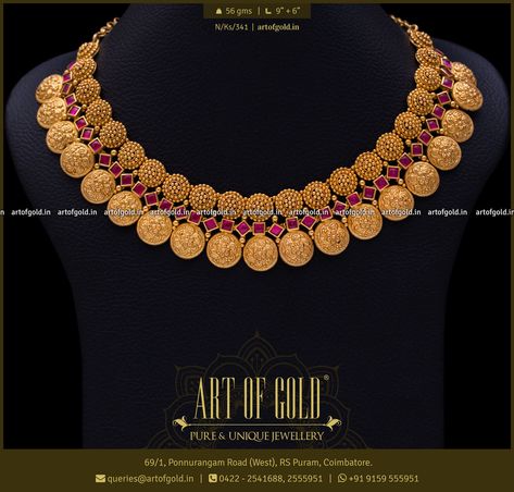 Bridal Kasumala - Floral Pattern | Art of Gold Jewellery, Coimbatore Simple Chocker Neckless Gold, Jewelry Patterns Gold Necklace, Short Necklace Designs Gold, Gold Neckles, Floral Pattern Art, Temple Jewellery Earrings, Wedding Jewelry Sets Bridal Jewellery, Gold Temple Jewellery, Neck Pieces Jewelry