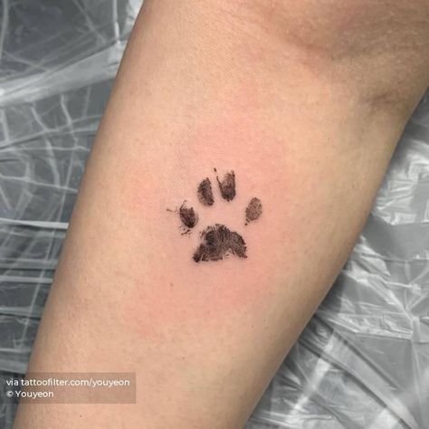 Forearm Paw Print Tattoo, Cat Tattoo Paw Print, Paw Tattoo Cat, Cat Paw Print Tattoo Ideas, Cat Nose Print Tattoo, Cat Pawprint Tattoo, Pawprint Tattoo Cat, Memorial Cat Tattoos, Cat Paws Tattoo