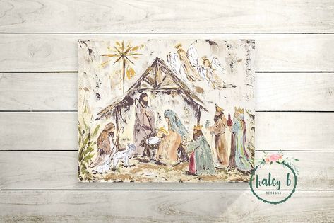 Manger Scenes, Nativity Art, Lds Artwork, Xmas Images, Nativity Painting, Christmas Boards, Cardinal Painting, Santa Paintings, Cow Art Print