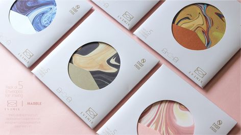 EVEMIX - set of 5 Envelopes on Packaging of the World - Creative Package Design Gallery Print Boxes Packaging, Samples Packaging, Print Finishes Packaging, Illustrations On Packaging, Packaging Artwork For Shipping, Artistic Packaging Design, Hat Packaging, Scarf Packaging, Clothing Packaging