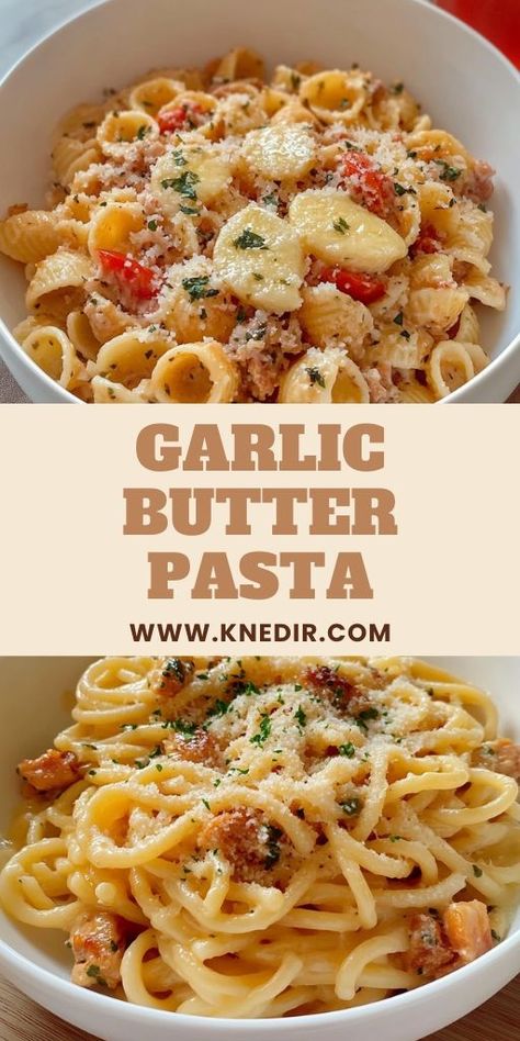 Craving a quick and delicious dinner? 🍝 Try this Creamy Garlic Butter Pasta Recipe! Made with simple ingredients like garlic, butter, and parmesan, this pasta dish is perfect for a comforting meal any day of the week. 🧄✨ Ready in under 20 minutes, it’s ideal for busy weeknights or special occasions. Pair it with your favorite salad or garlic bread for a complete meal. ❤️ #GarlicButterPasta #EasyDinnerIdeas #QuickRecipes #PastaLove #ComfortFood 🍴 Different Kinds Of Pasta Dishes, Easy Pasta For Two, Garlic Butter Tortellini, Butter Garlic Parmesan Pasta, Buttered Pasta Recipe, Homemade Pasta Dish, Easy Pasta For A Crowd, Easy Pasta Dishes With Few Ingredients, Oven Baked Pasta Recipes