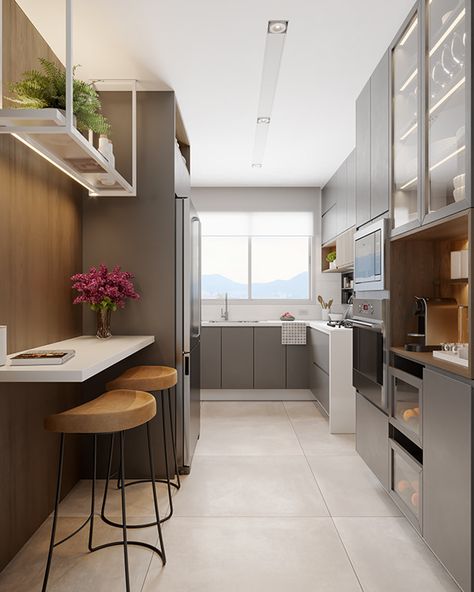 Long Narrow Kitchen Layout, Narrow Kitchen Layout, Modern Open Kitchen Design, Galley Kitchen Ideas Narrow, Narrow Kitchen Design, Modern Open Kitchen, Long Narrow Kitchen, Open Kitchen Design, Kitchen Interior Modern