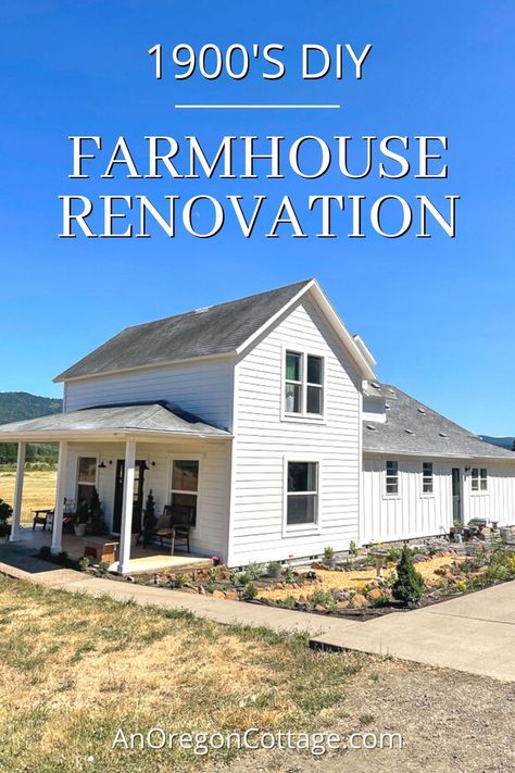 Three-plus year mostly DIY renovation of a 1900 farmhouse from it's former foundation-less and character-less state to a light and bright home that will last another 100+ years. Lots of before-and-afters! Country Renovation Ideas, Farmhouse Building Ideas Interior, Renovated Farmhouse Before And After, Renovating Farmhouse Ideas, Redone Old Farmhouse, Farmhouse Before And After Exterior, Simple Farmhouse Renovation, Renovating 1900 Farmhouse, Restoring A Farmhouse