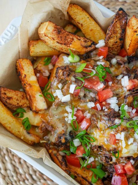 Brisket Fries, Crispy Homemade Fries, Homemade Honey Bbq Sauce, Loaded Fries Recipe, Pork Pasta, Homemade Fries, Honey Bbq Sauce, Slow Cooker Breakfast, Loaded Fries