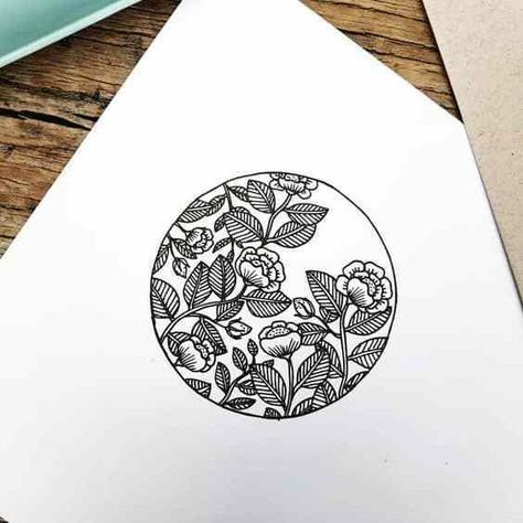 Flower Circle Bullet Journal Doodle Artwork Sketchbook, Fineliner Art, Circle Drawing, Flower Circle, Floral Drawing, Ink Drawings, Circle Art, Arte Sketchbook, Arte Inspo