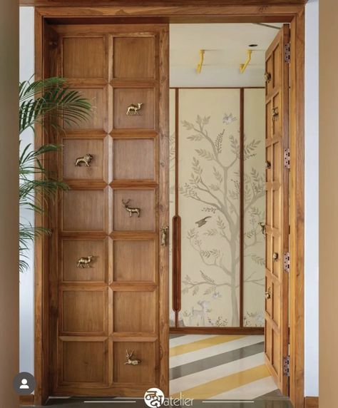 Indian Home Main Door Design, Indian Bedroom Door Design, Door Within A Door, Classic Main Door, Minimal Door Design, Traditional Main Door Design Indian, Main Door Designs Indian, Indian Wooden Main Door Design, Home Entrance Ideas Indian