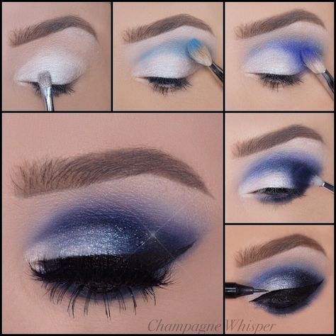 Goth Makeup Products, Smokey Eye Makeup Steps, Grey Eye Makeup, Blue Smokey Eye, Wedding Eye Makeup, Makeup Pictorial, White Eyeshadow, Beginners Eye Makeup, Dance Makeup