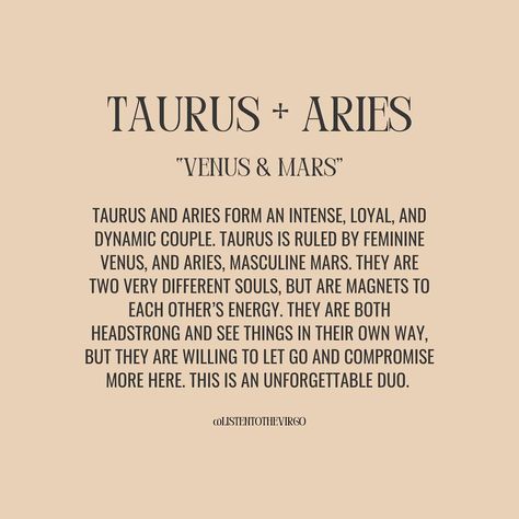 Taurus Love Compatibility + What Works 💜 #Listentothevirgo Aries Taurus Compatibility, Taurus Love Compatibility, Taurus Compatibility, Taurus Aries, Taurus Love, Venus And Mars, Love Compatibility, Taurus Facts, Aries Taurus