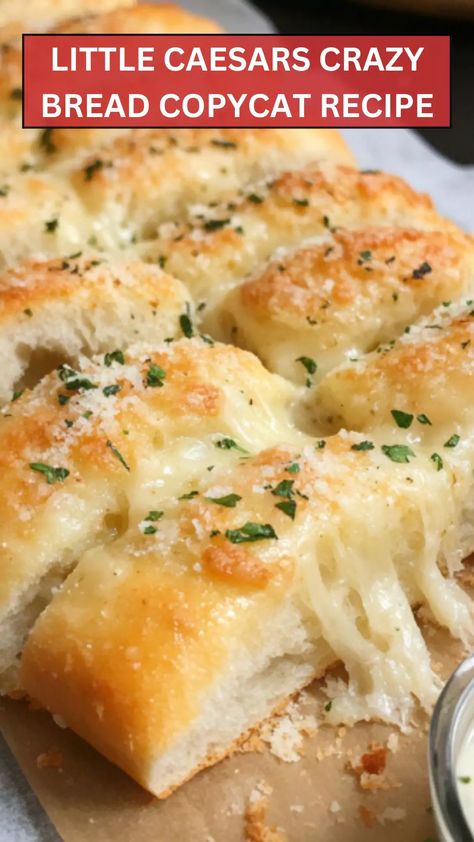 Try this Little Caesars Crazy Bread copycat recipe! Enjoy soft, cheesy, and buttery breadsticks that are perfect for dipping and sharing. Copycat Crazy Bread, Little Ceasers Breadstick Recipe, Sees Copycat Recipes, Copycat Snack Recipes, Copycat Dinner Recipes, Crazy Bread Copycat Recipe, Best Copycat Recipes Restaurants, Restaurant Recipes Copycat, Little Caesars Crazy Bread Recipe