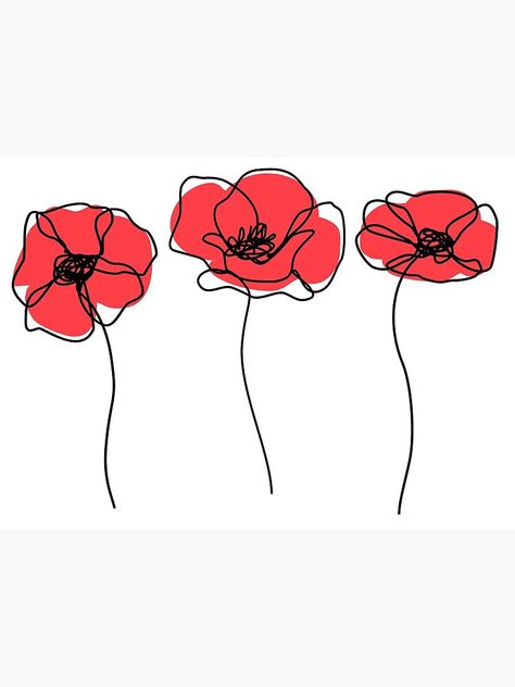 Poppy Drawing Easy, Poppy Doodle, Poppy Drawings, Drawing Poppies, Red Line Drawing, Poppy Flower Drawing Simple, Poppies Illustration, Red Poppy Drawing, Poppy Drawing Simple