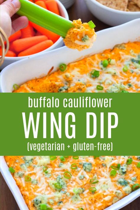 Vegetarian Party Appetizers, Buffalo Cauliflower Dip, Vegetarian Buffalo, Wing Dip, Cauliflower Dip, Vegetarian Dip, Fall Dinners, Cauliflower Buffalo Wings, Buffalo Cauliflower Bites